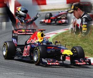 пазл Себастьян Феттель празднует победу в Гран-при Испании (2011)